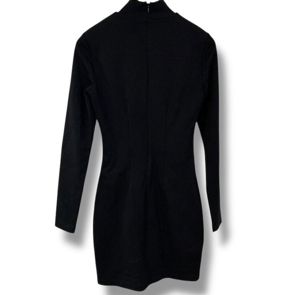 WHBM Mini Dress NWT Women's Sz 0 Aura Long Sleeve Black Stretch Sculpting Sheath - Picture 3 of 8